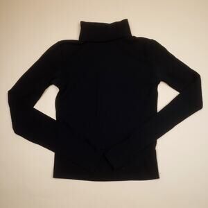 Prince & Fox Long Sleeve Turtleneck Shirt Women's Size S Black Sweater Ribbed